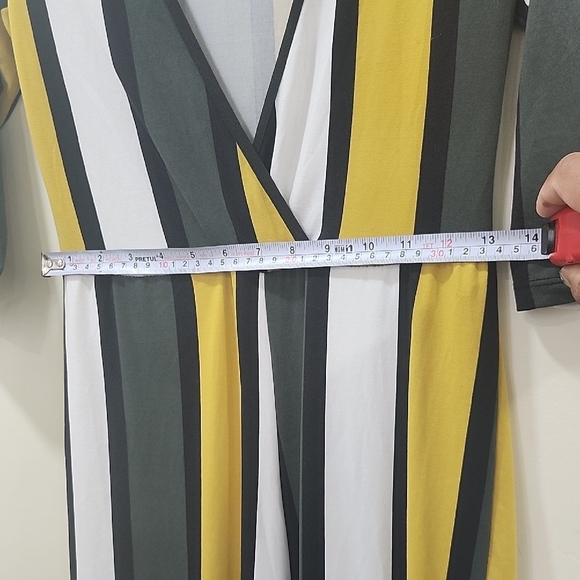 Capella Green and Yellow Striped Jumpsuit with Wide-Leg Silhouette - Picture 12 of 13